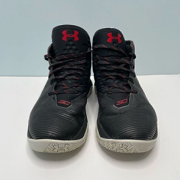 Under Armour Shoes Youth Boys Size 6.5 Black Red Sneakers - Picture 3 of 10